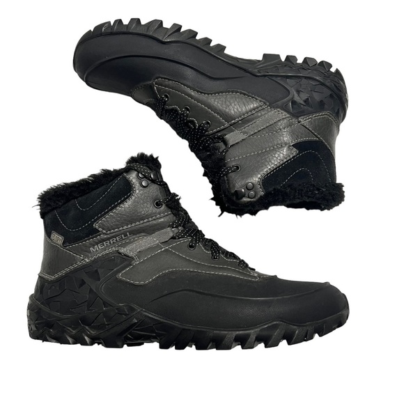 MERRELL Fluorecin  Black Shell Waterproof Ice Winter Boot Women's Size 6.5 - Picture 1 of 10
